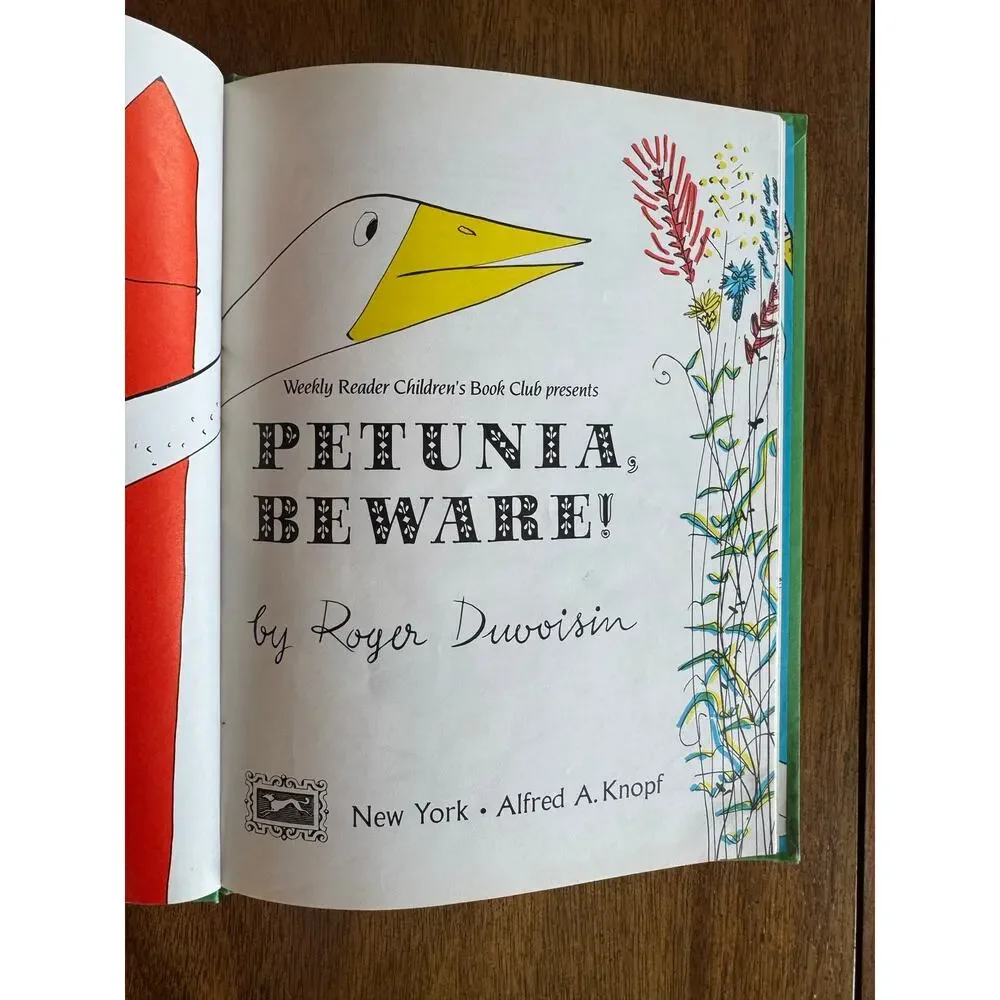Vintage Roger Duvoisin Petunia Beware Weekly Reader HC 1958 Knopf